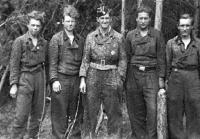 SS-Untersturmführer Kurt Bogensperger and his crew shortly after Bogensperger was awarded the Iron Cross First and Second Class simultaneously on 24. July 1944.jpg